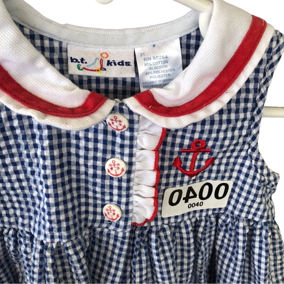 (40)  B.T. Kids Sailor Blue Checkered Dress (6-9M) - Picture 2 of 3
